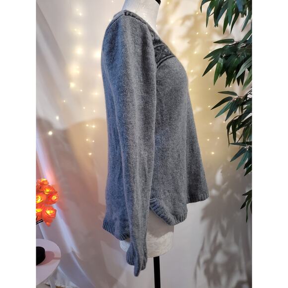 Toad & Co Aleutia 100% Wool Crew Sweater Womens Size M Gray Black Nordic - Picture 7 of 12